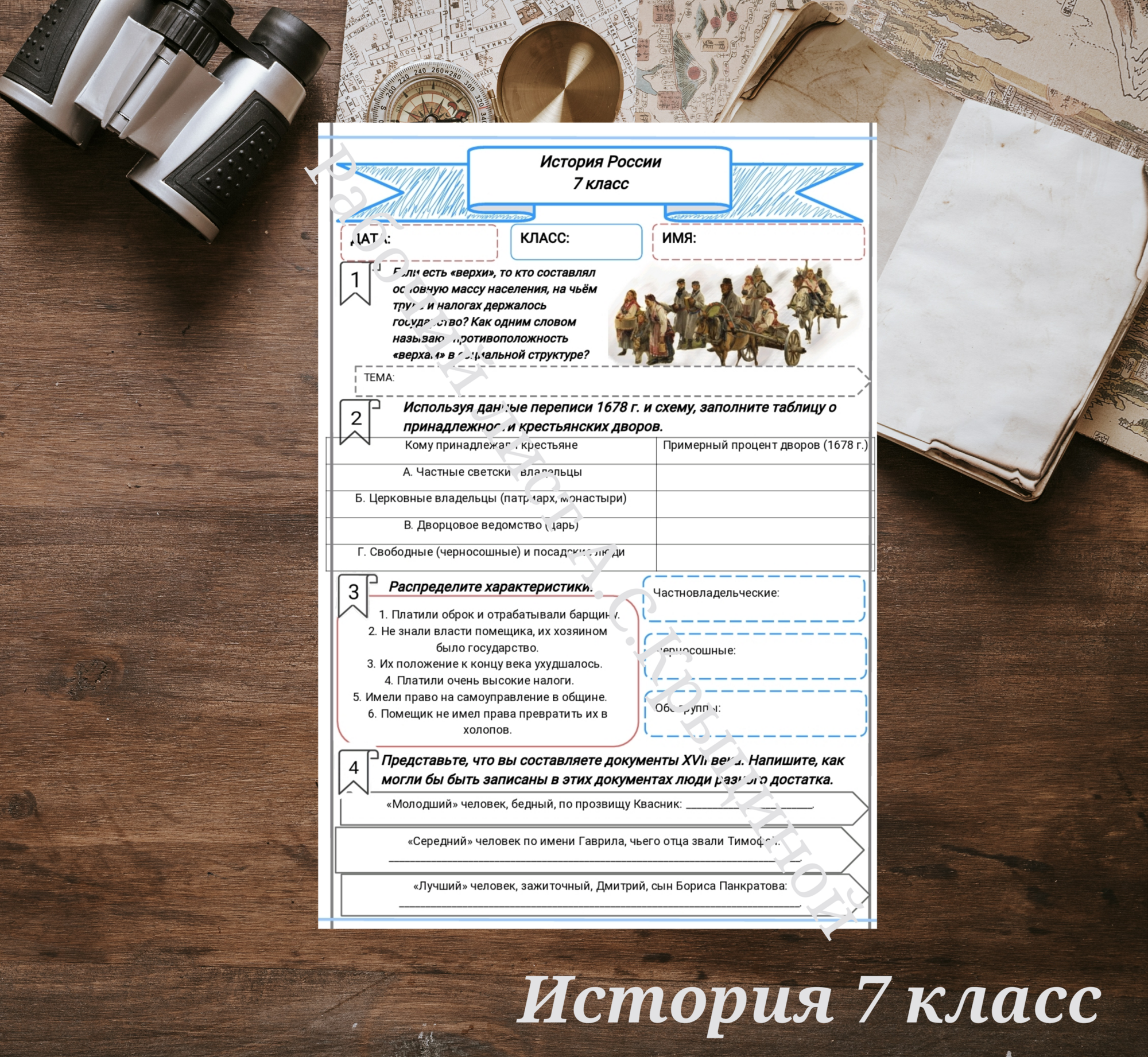 История 7 класс. Урок 65. Сословия в XVII в.: низы общества