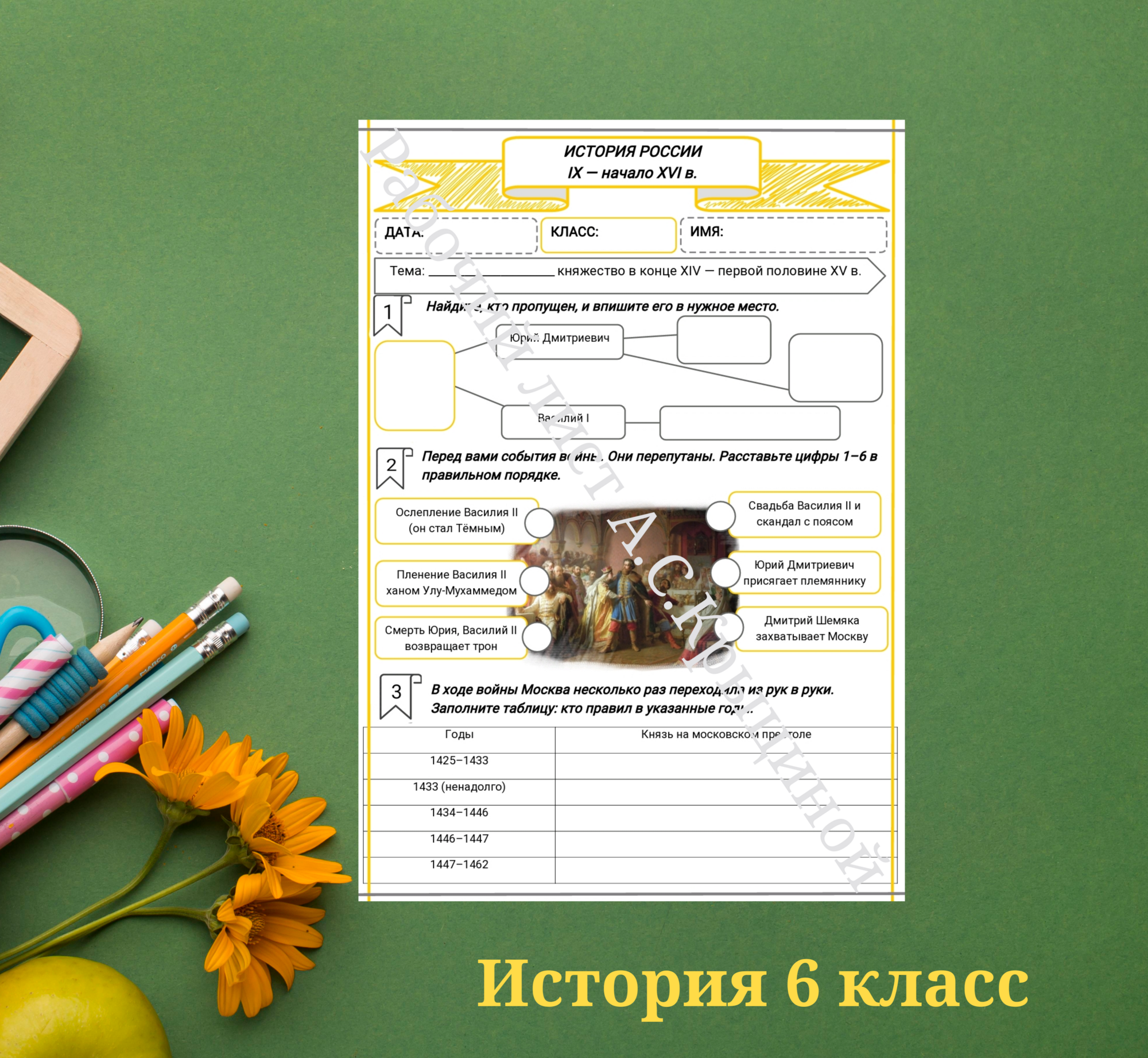 История 6 класс. Урок 72. Московское княжество в конце XIV – первой половине XV в.