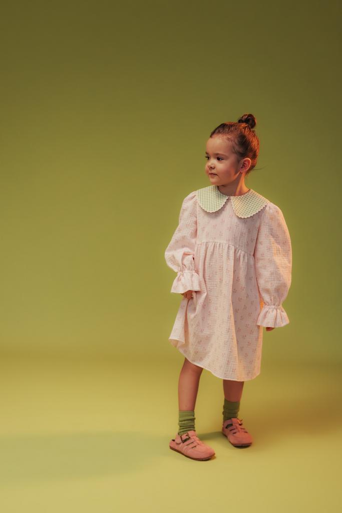 Платье с воротничком в зеленую клетку