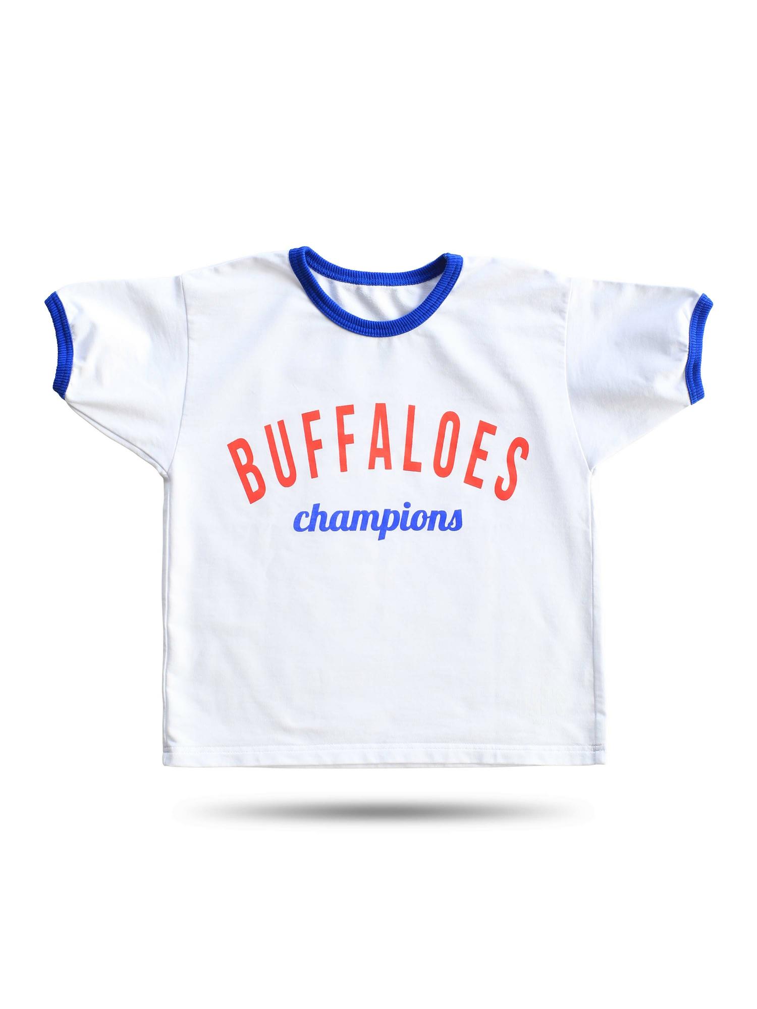 Детская футболка молоко/синяя лазурь