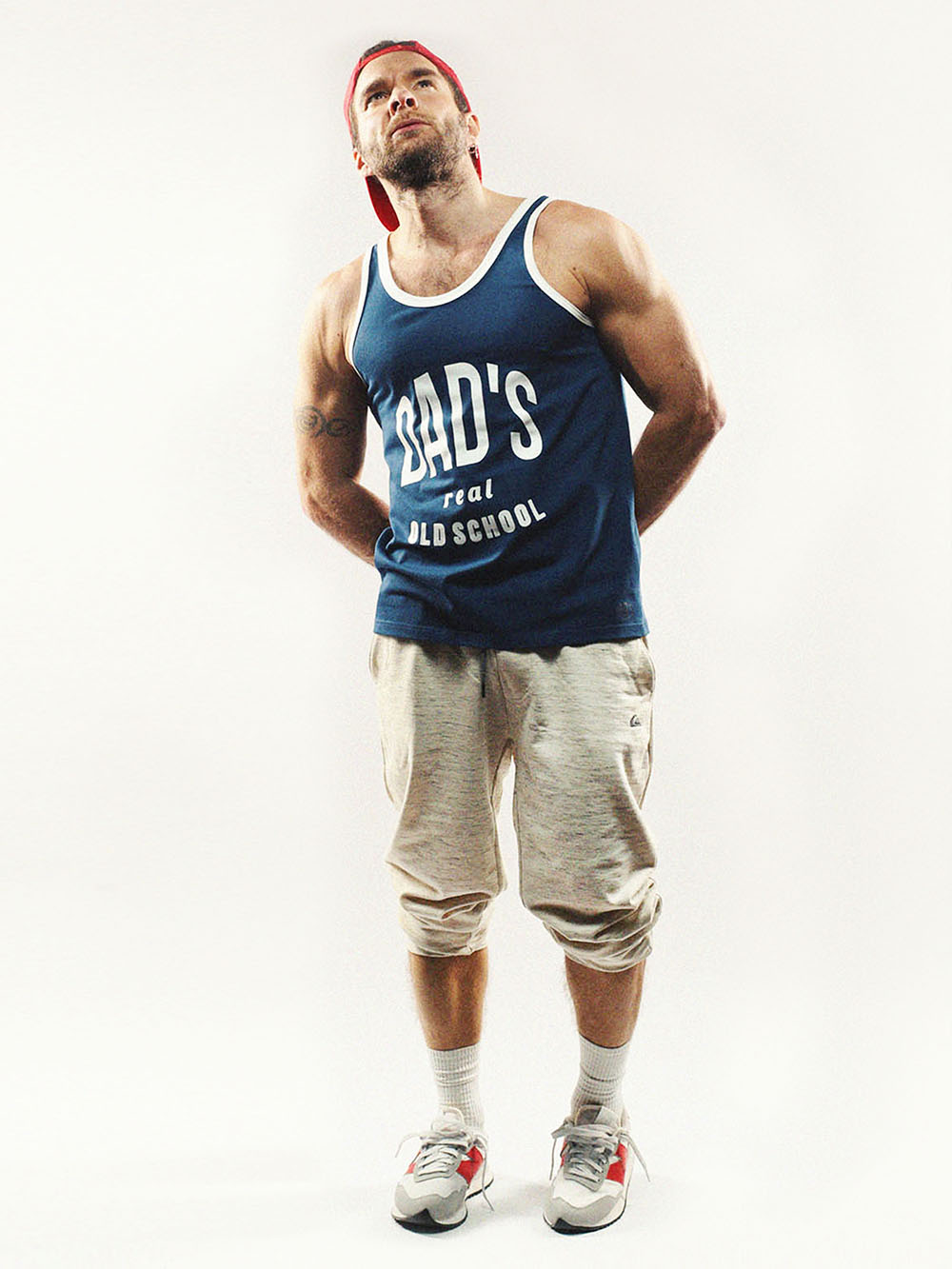 Майка  синий/молоко. принт DAD`S real old school