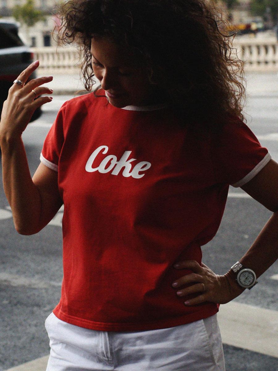 Футболка женская Coke красный/молочный