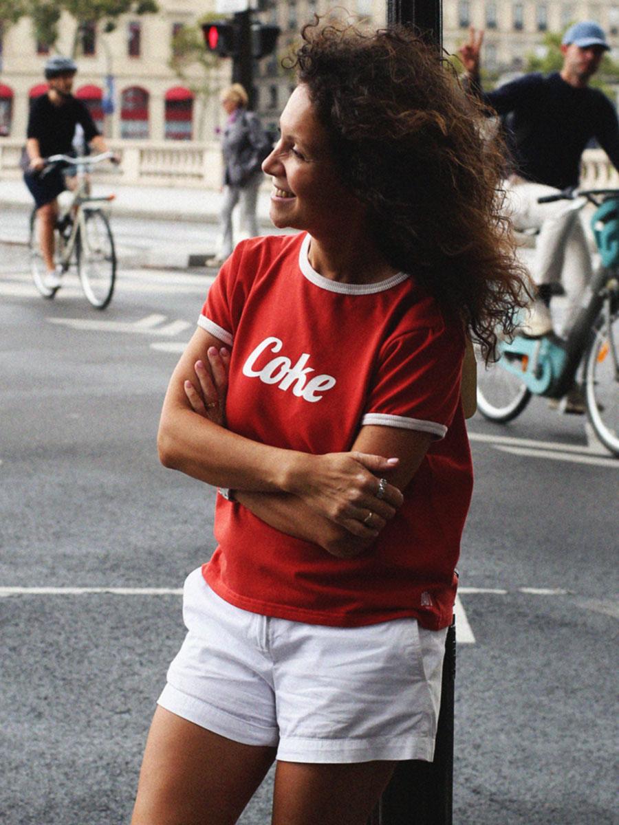 Футболка женская Coke красный/молочный