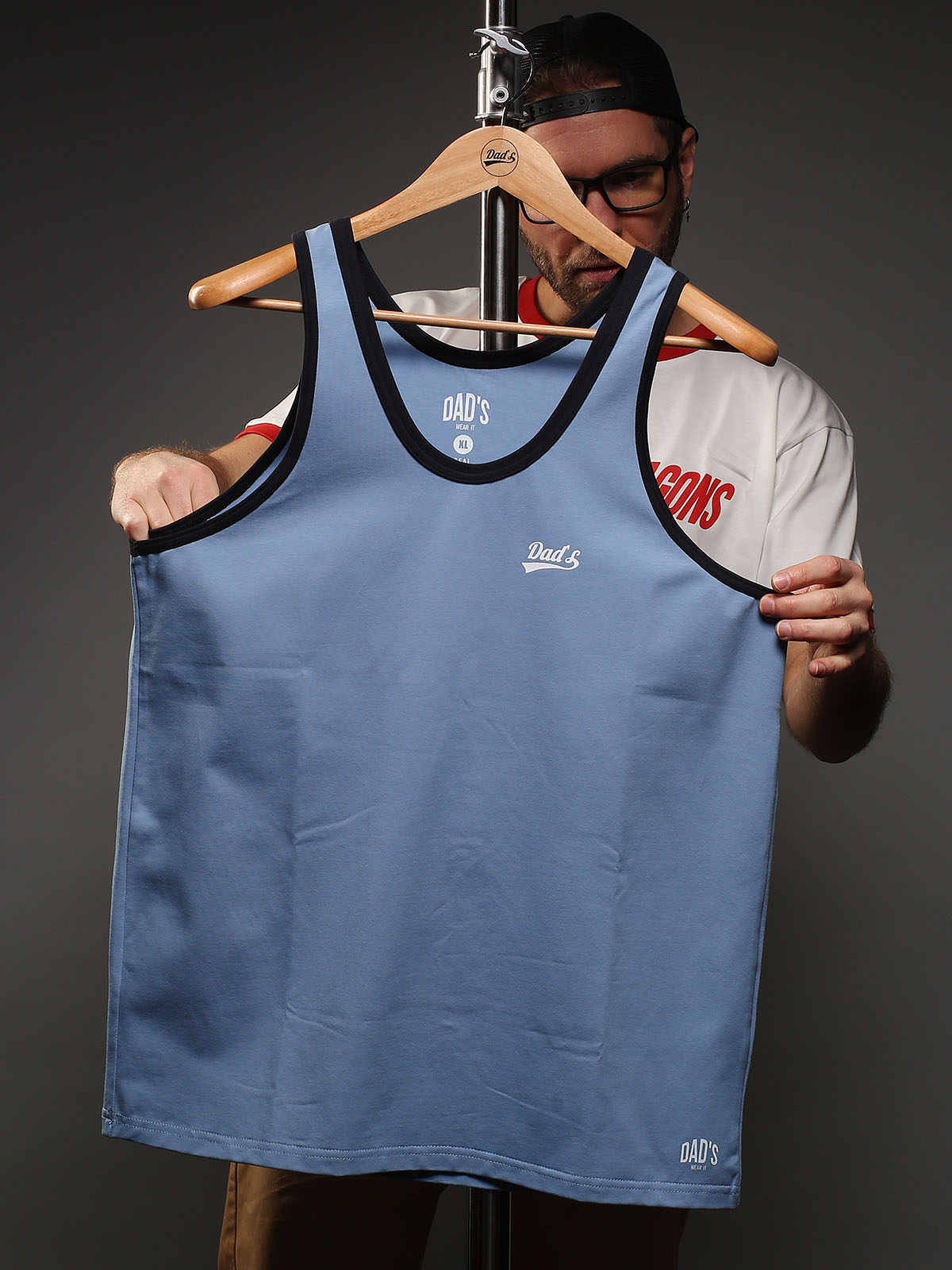 Майка голубая/черный кант Dad`s