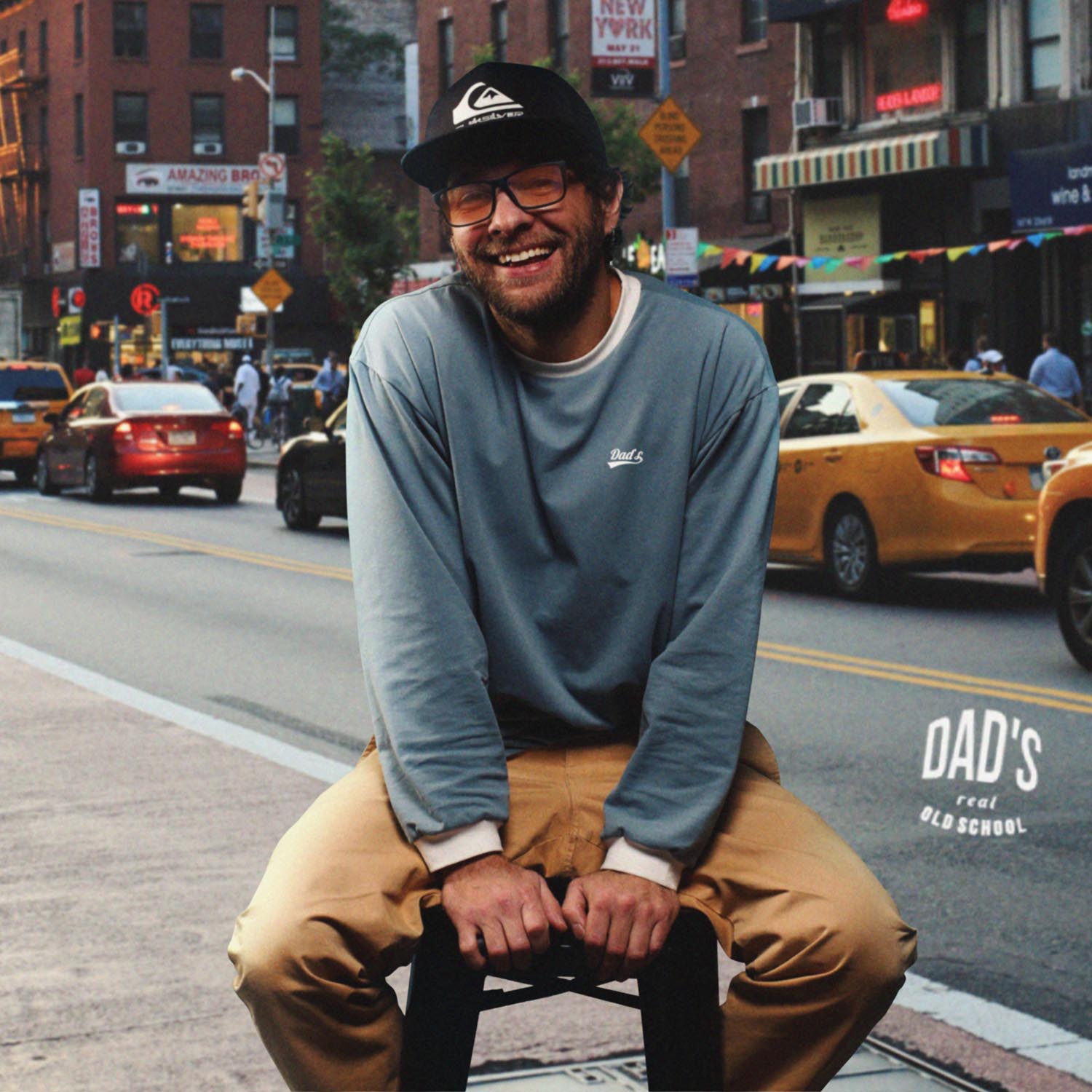 Лонгслив небесно-голубой/молочный манж Dad`s