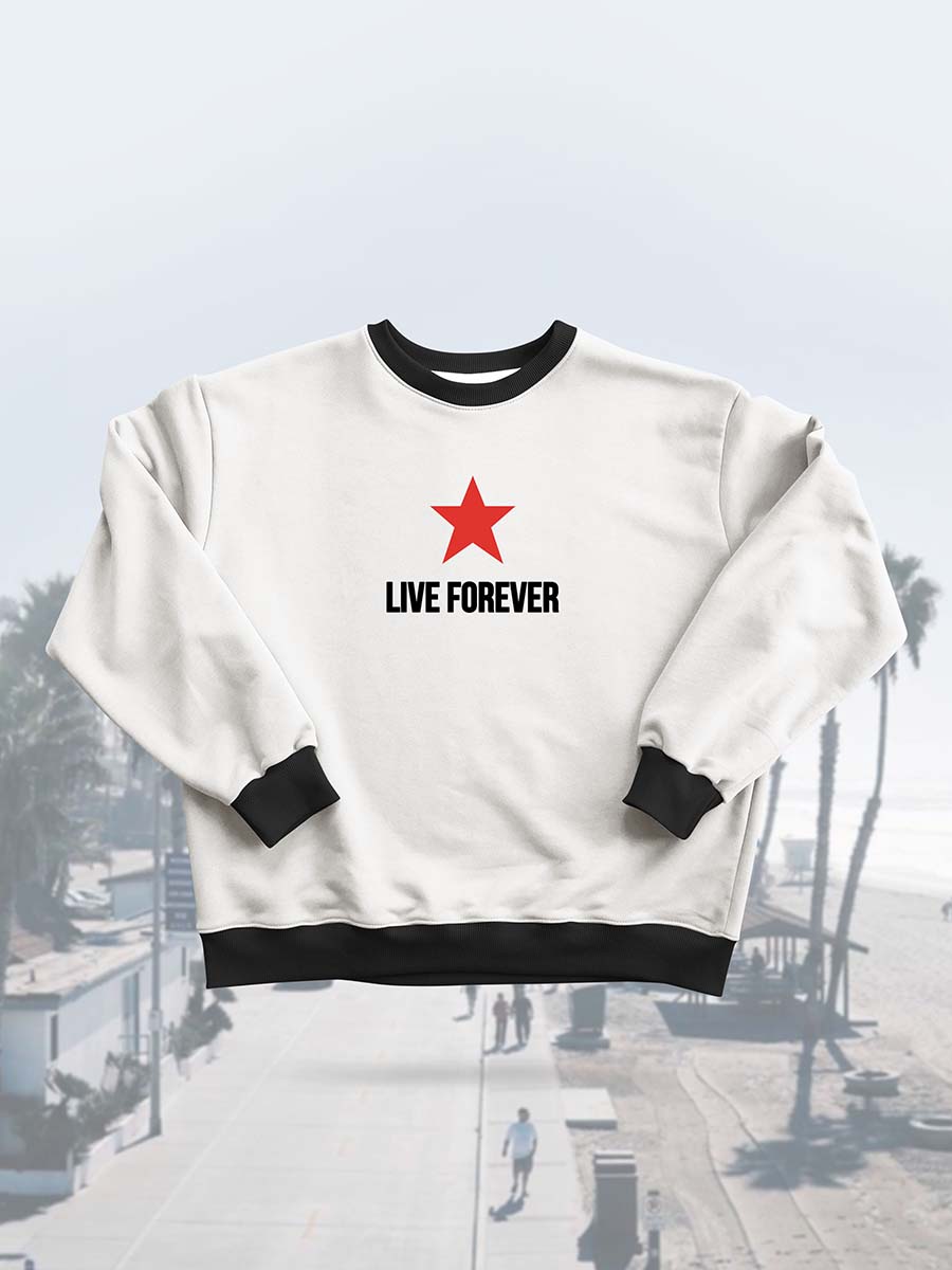 Свитшот молочный/графитовый с принтом