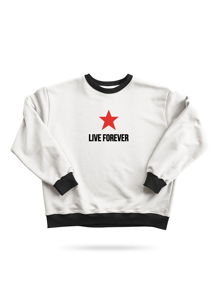 Свитшот молочный/графитовый с принтом