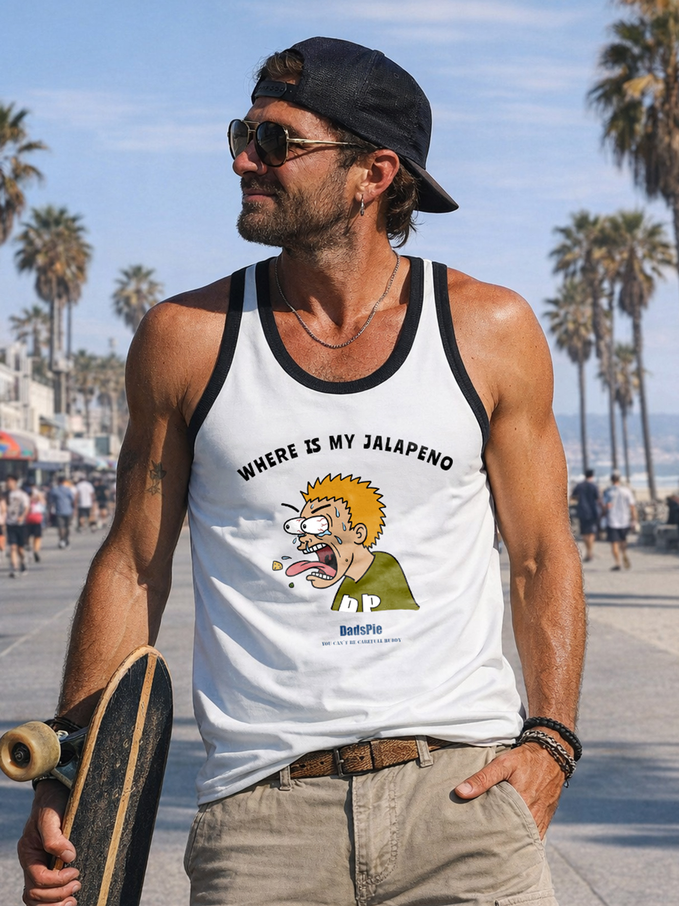 Майка молочная с ярким принтом