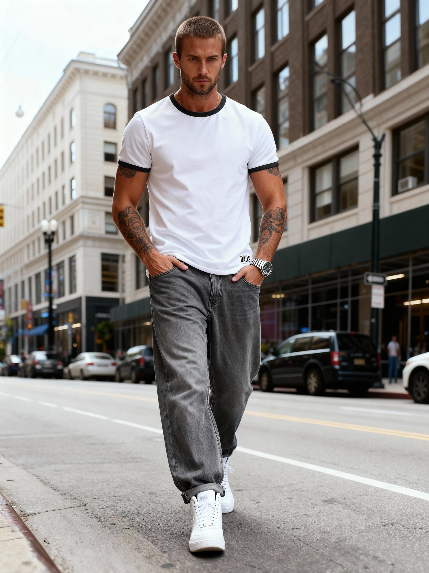 Футболка молочная с черным кантом