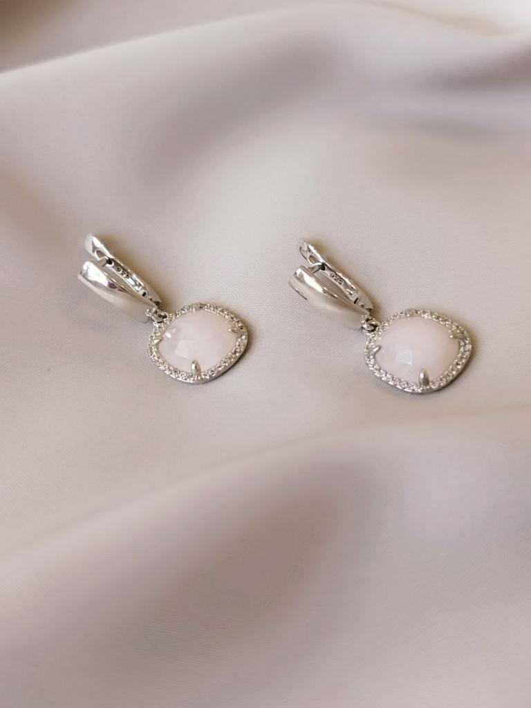 Серьги из нежно-розового кварца