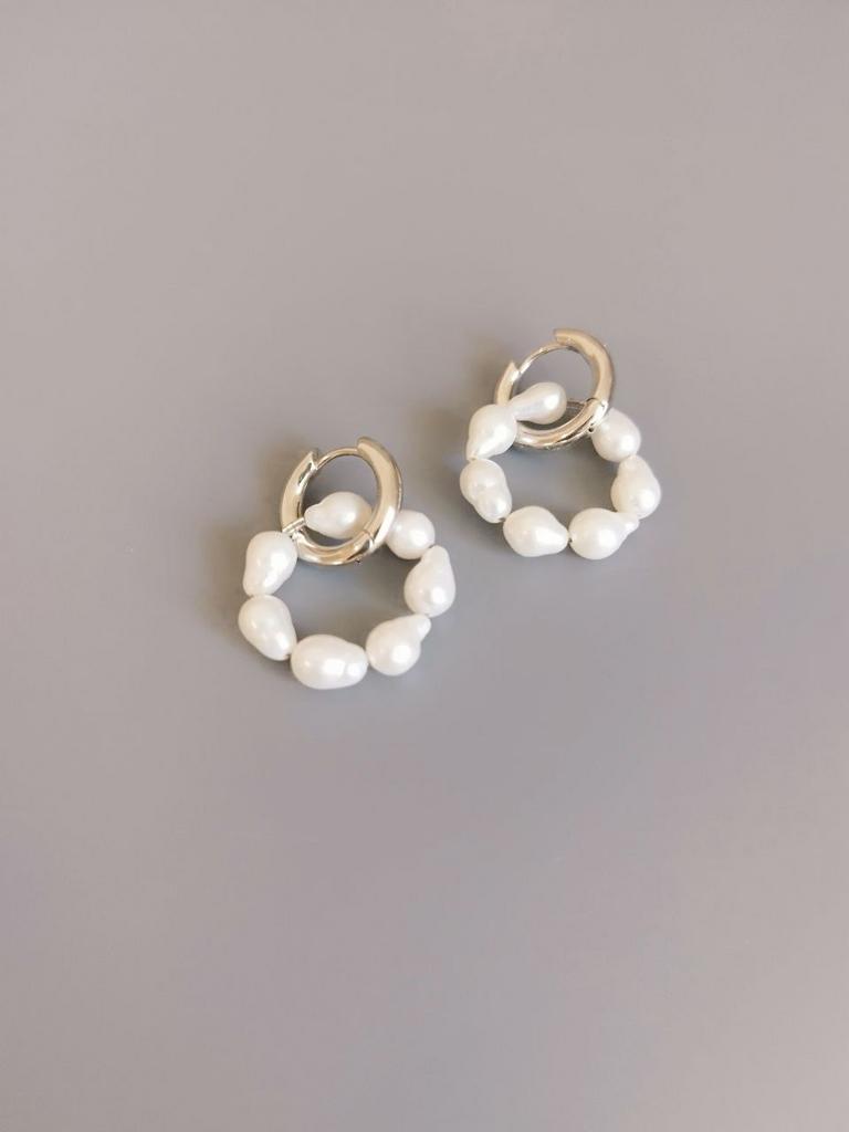 Серьги Конго с подвесками из жемчуга