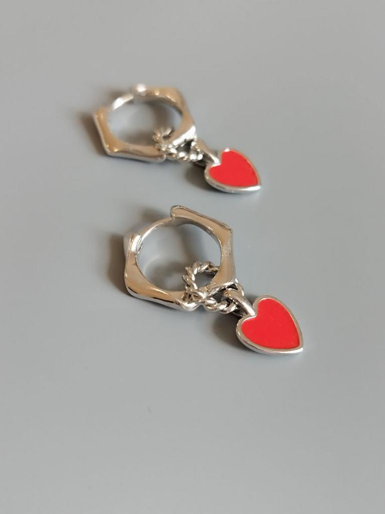 Серьги Конго с подвесками из красной эмали