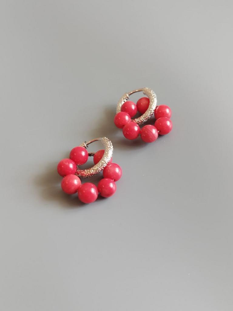 Серьги Конго с подвесками из коралла