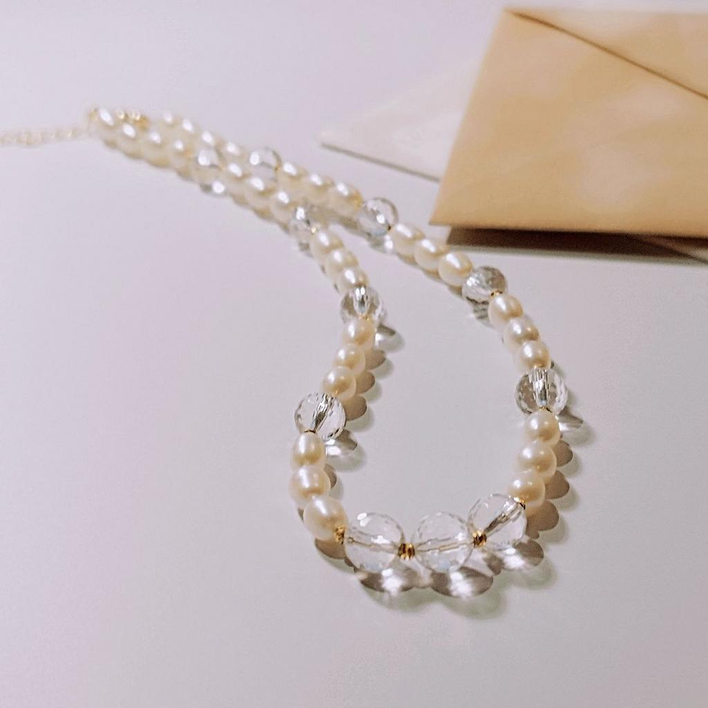 Чокер из жемчуга и горного хрусталя коллекции Блеск