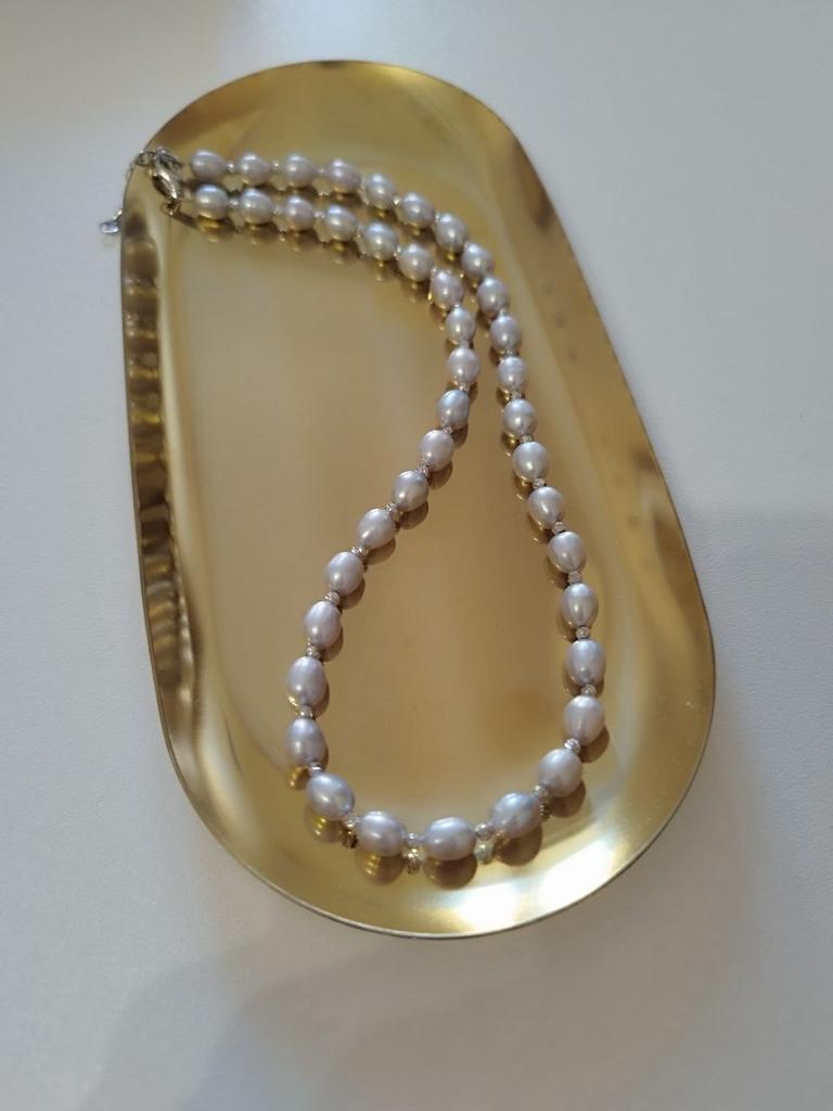 Чокер коллекции Нежность из серого жемчуга, макси