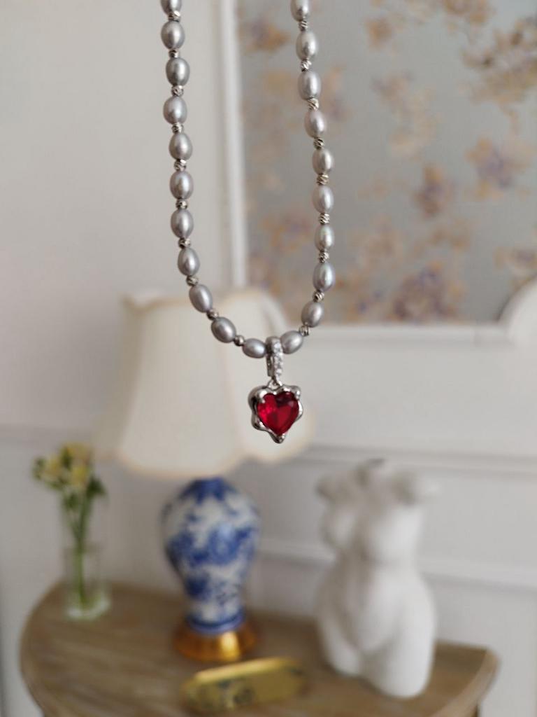 Чокер коллекции Нежность из серого жемчуга со съемной подвеской