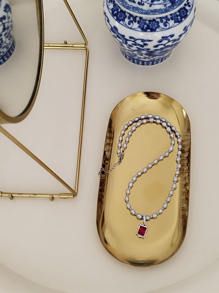 Чокер коллекции Нежность из серого жемчуга со съемной подвеской