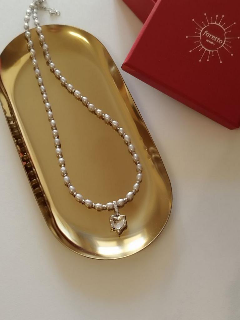 Чокер коллекции Нежность из серого жемчуга со съемной подвеской