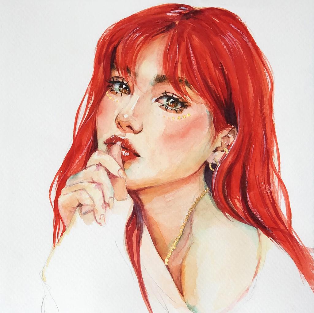 "The girl with red hair"