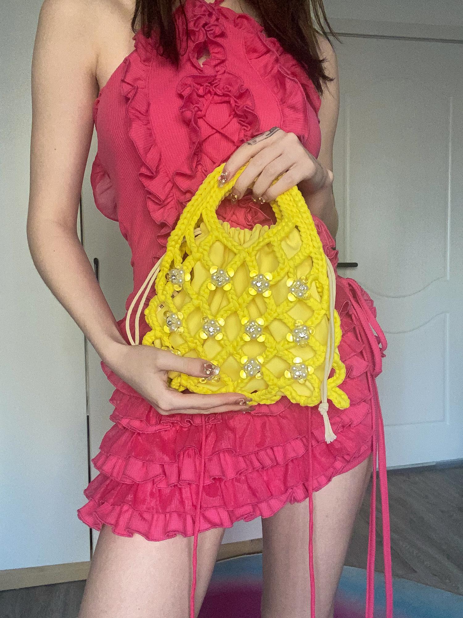 Желтая сумка-сетка