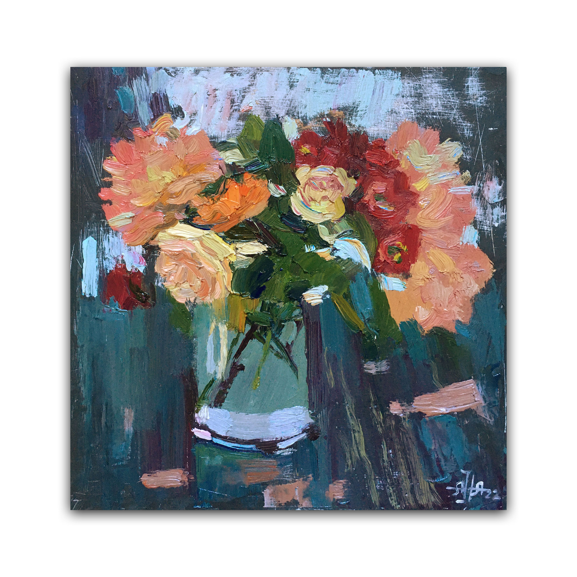 Картина "Розы на мокром столе"