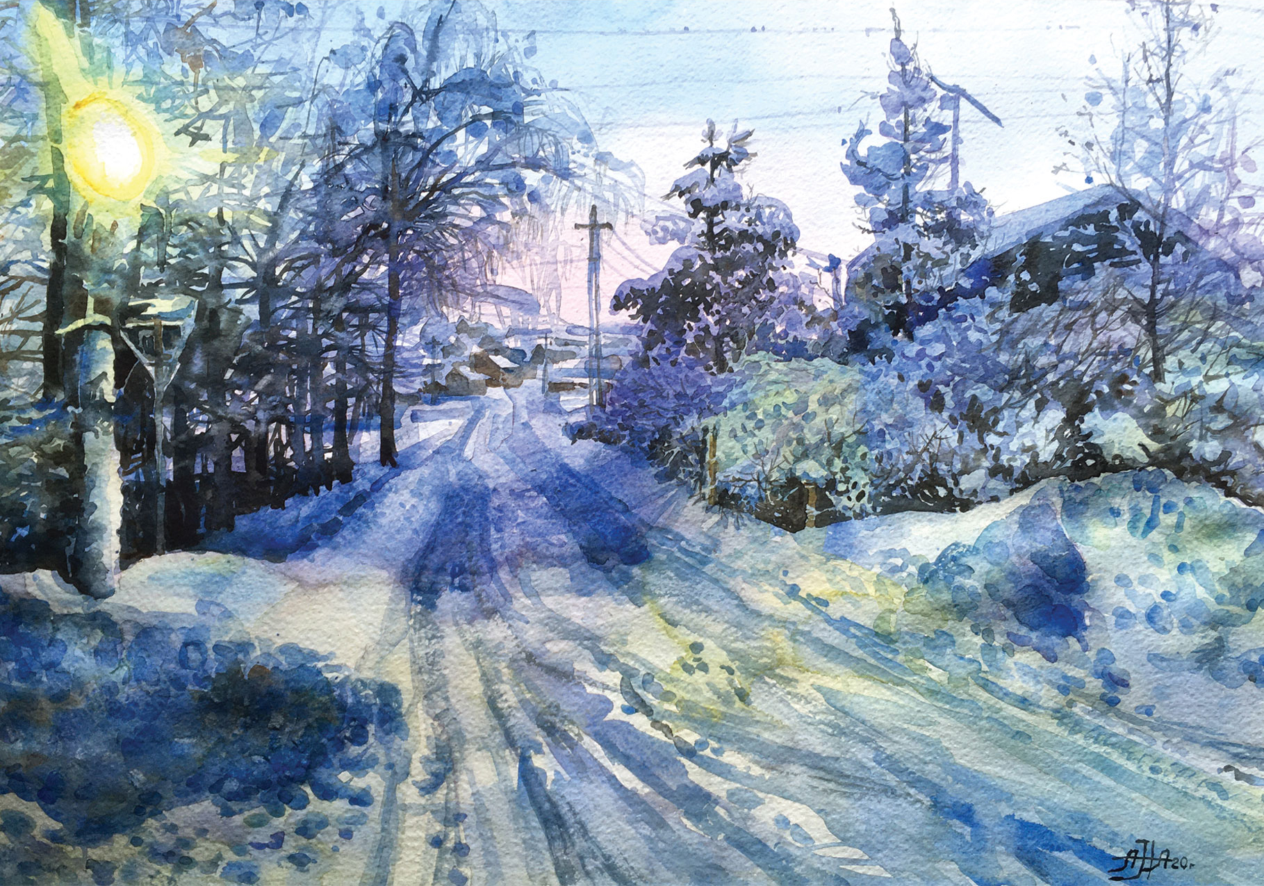 Открытка "Рождественская деревня"