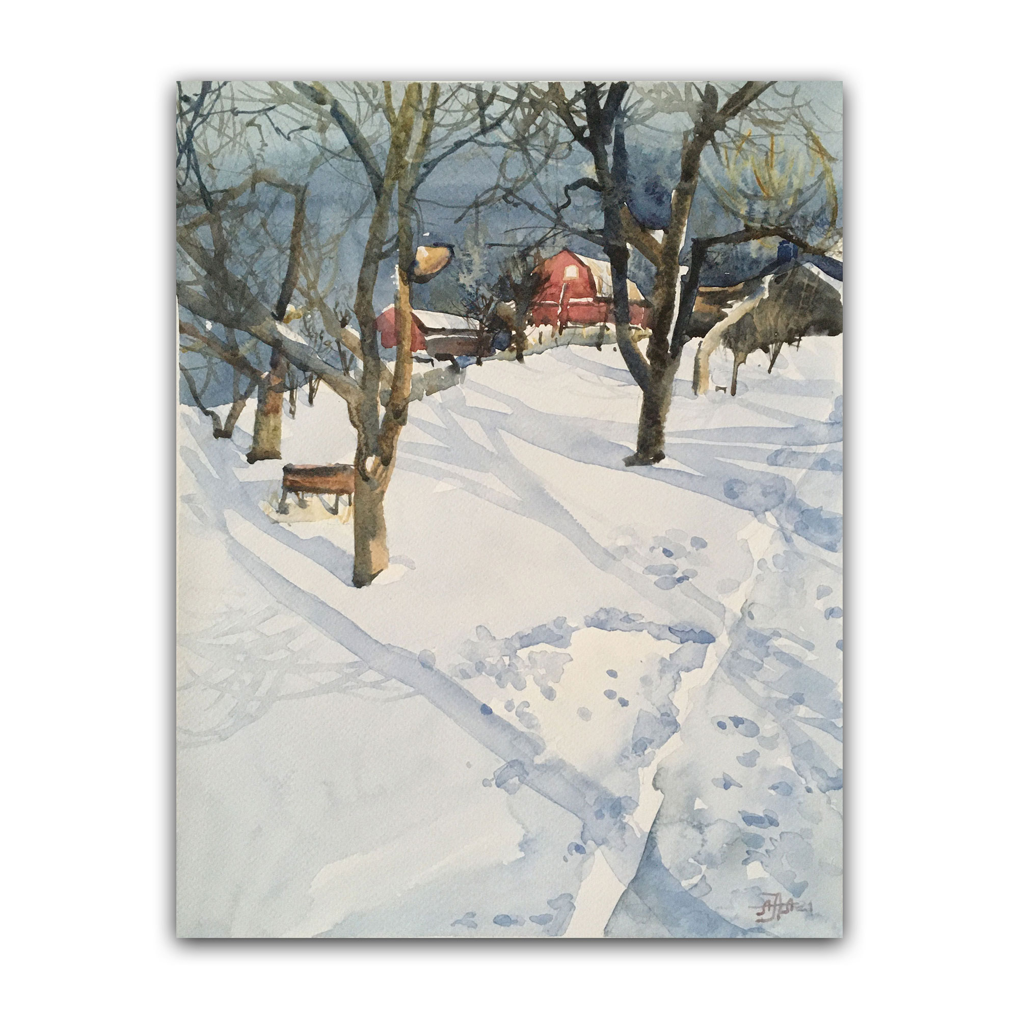 Картина "Зима в деревне 1"