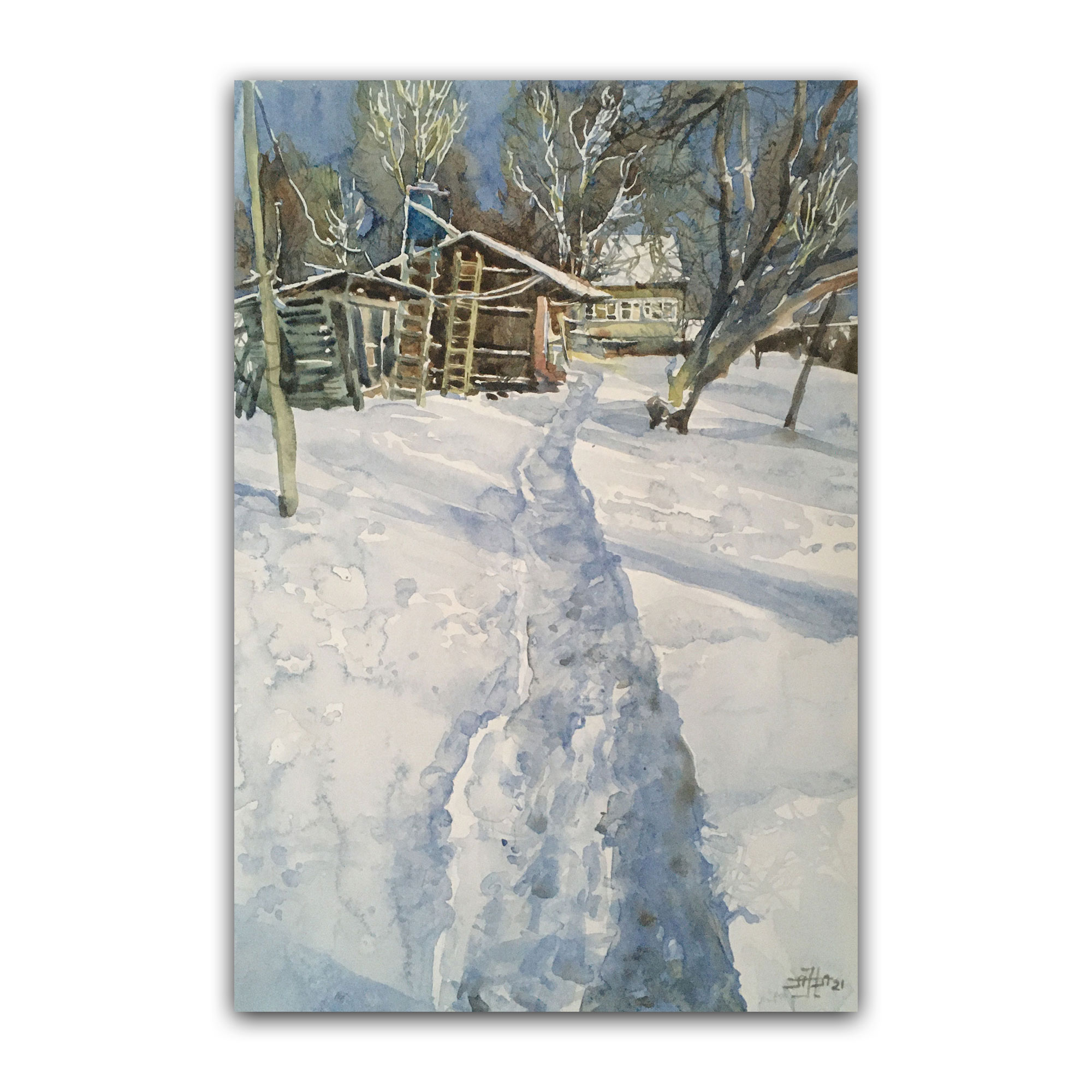 Картина "Зима в деревне 3"