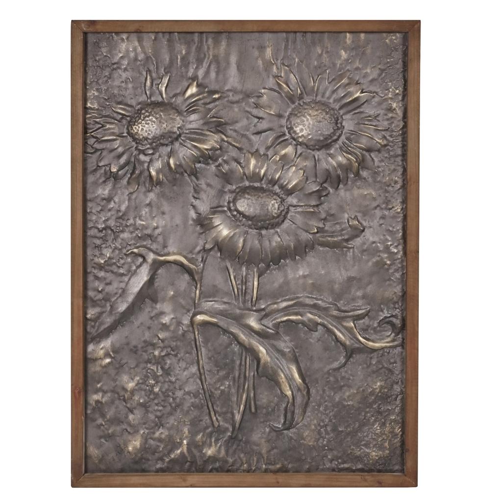 043179 / Объемный декор «Бронзовые подсолнухи», 105х80см