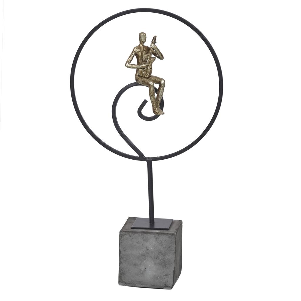043478-4 / Дизайнерская скульптура Гитарист (бетон, ковка), 43см