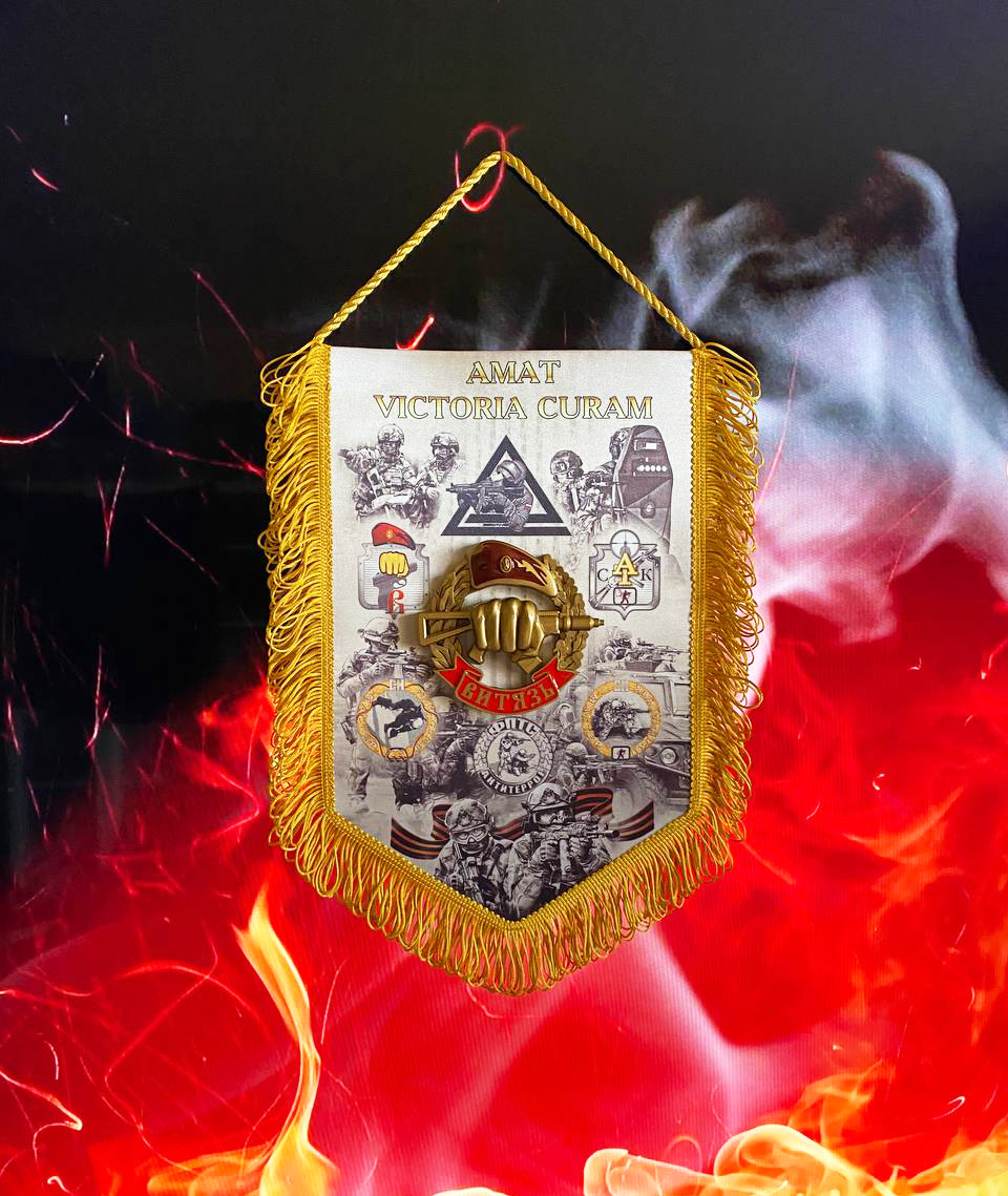 Вымпел Витязь 30Х20 см объемный , Победа любит старание