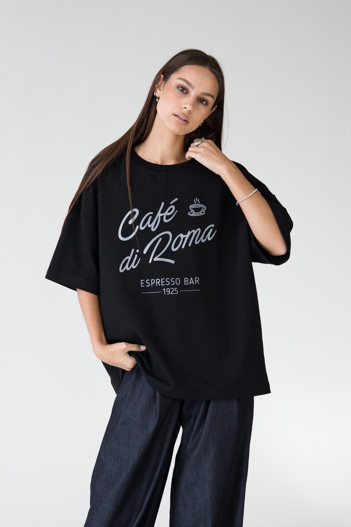 Футболка Oversize Cafe fi Roma черная