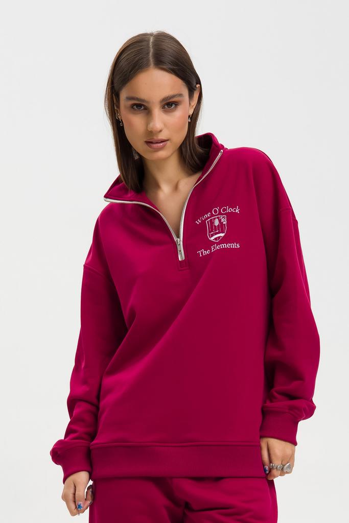 Half-zip свитшот Wine o'clock бордового цвета