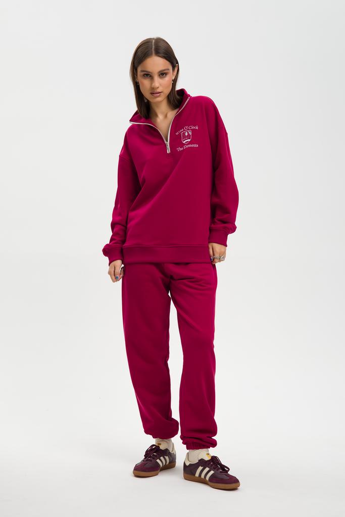Half-zip свитшот Wine o'clock бордового цвета