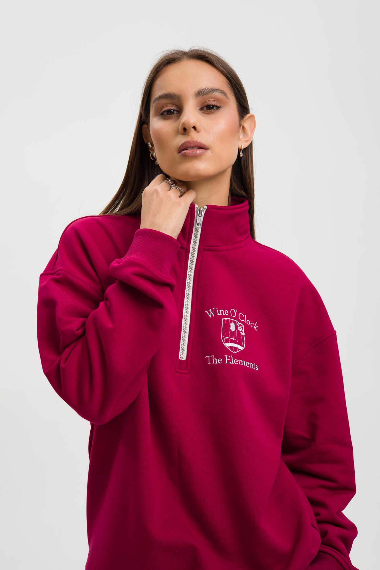 Half-zip свитшот Wine o'clock бордового цвета