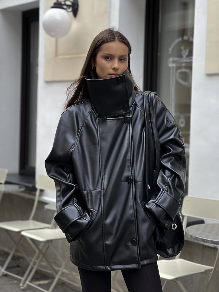 Куртка с отделкой под кожу Max