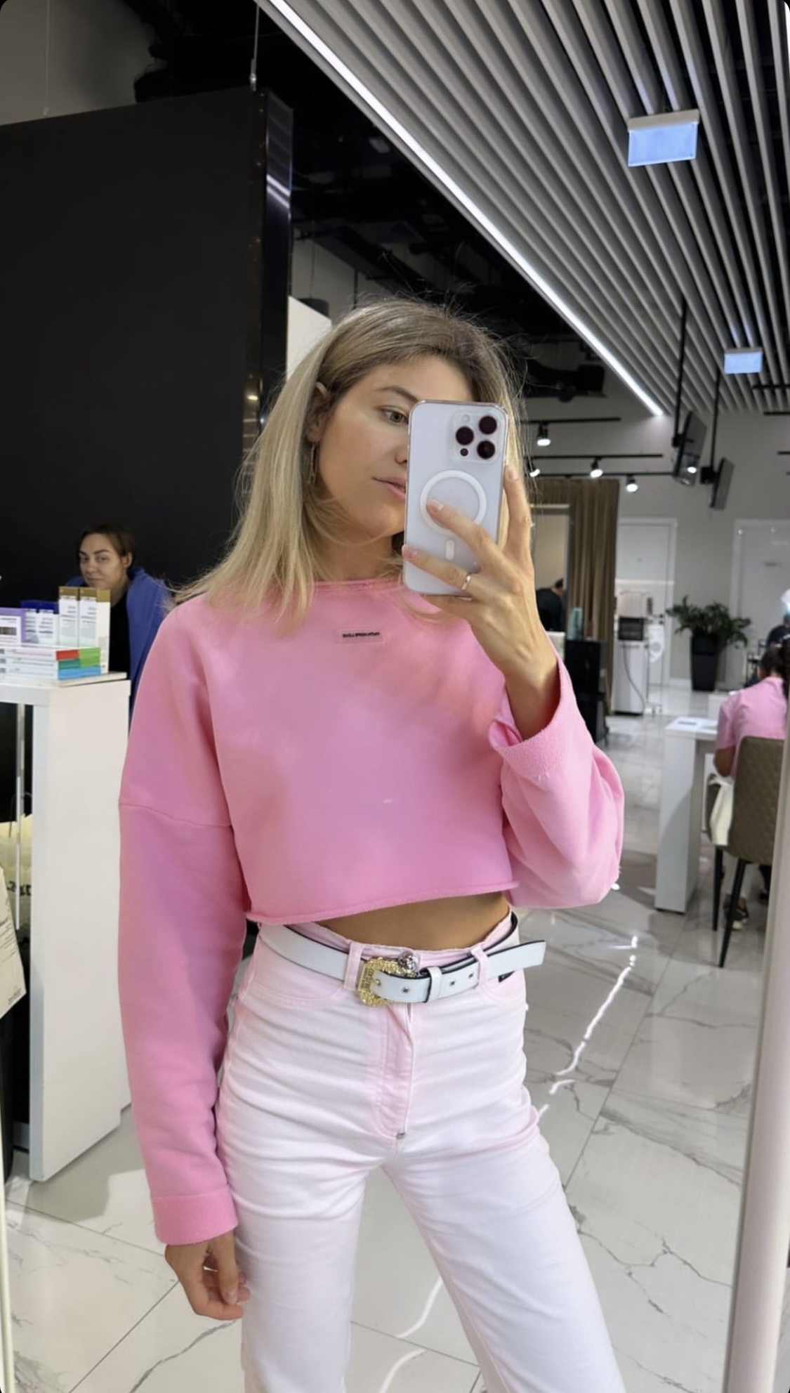 SWEATSHIRT crop peach bubble gum