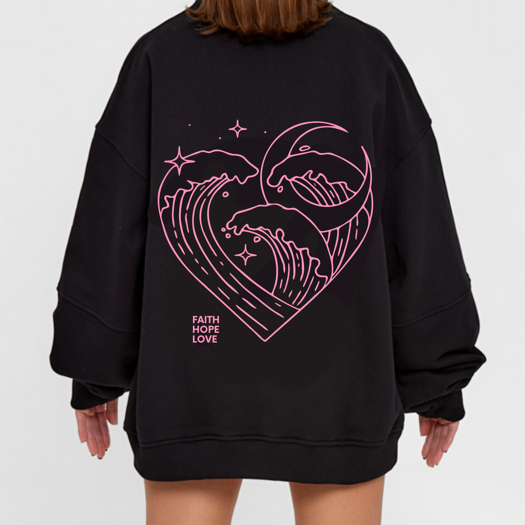 SWEATSHIRT peach black