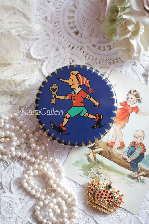 Жестяная банка (коробочка) "Буратино". Винтаж, СССР.