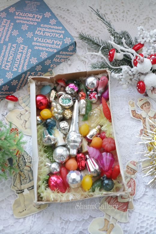 Набор елочных игрушек Малютка №31, 50шт., коробке! СССР.