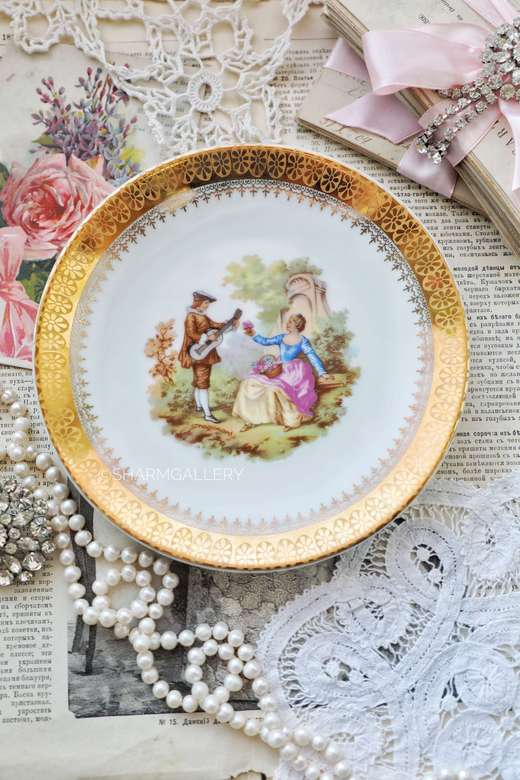 Винтажная тарелка №2. Франция, Фрагонар, фарфор Limoges (Лимож)