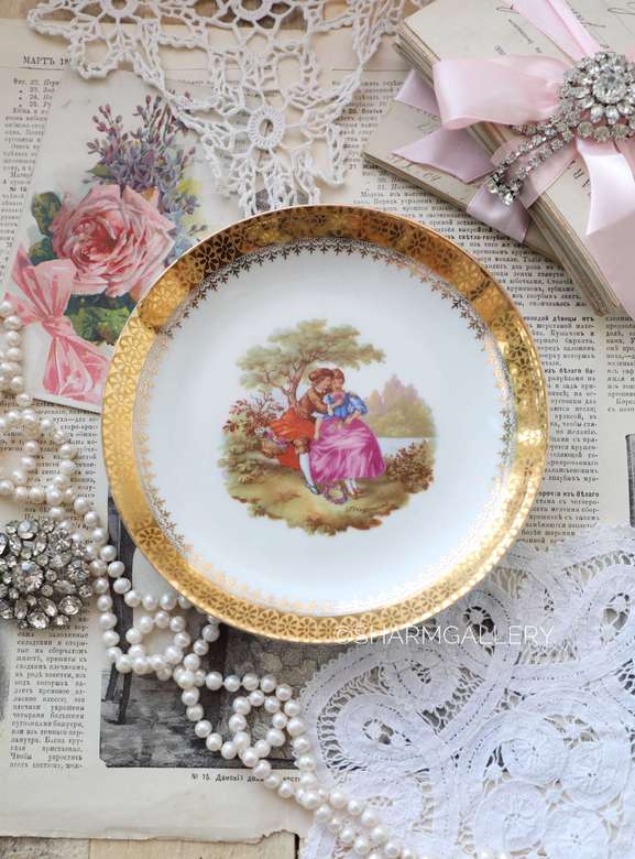 Винтажная тарелка №3. Франция, Фрагонар, фарфор Limoges (Лимож)