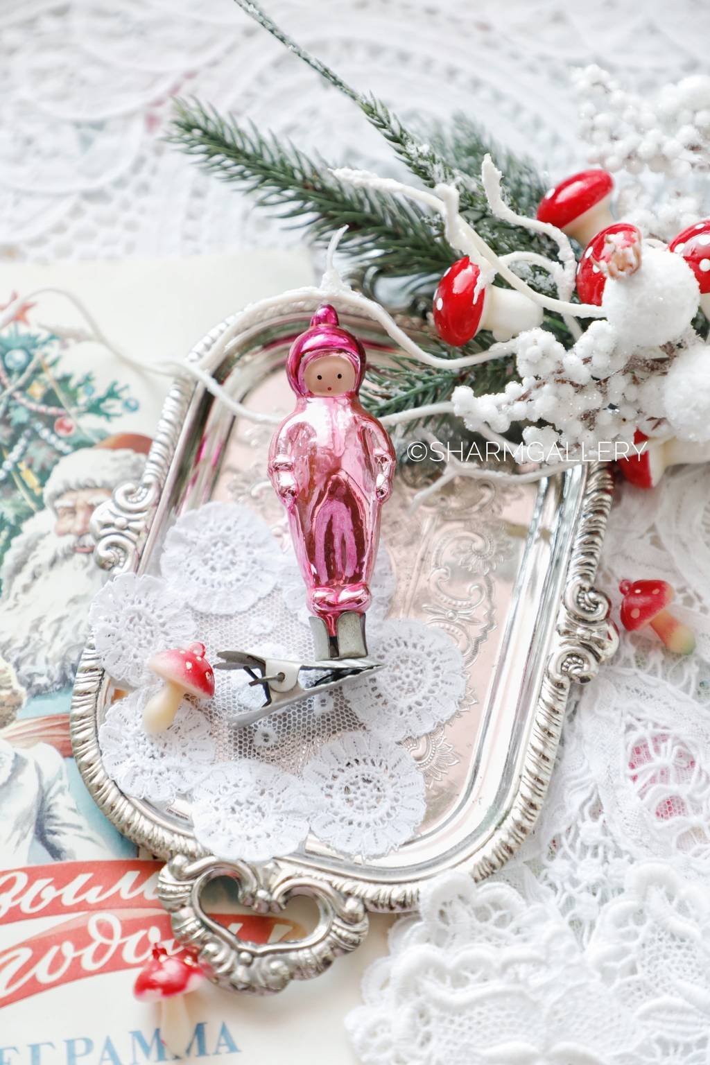 "Космонавт" (мини). №36. Елочная игрушка на прищепке, СССР.