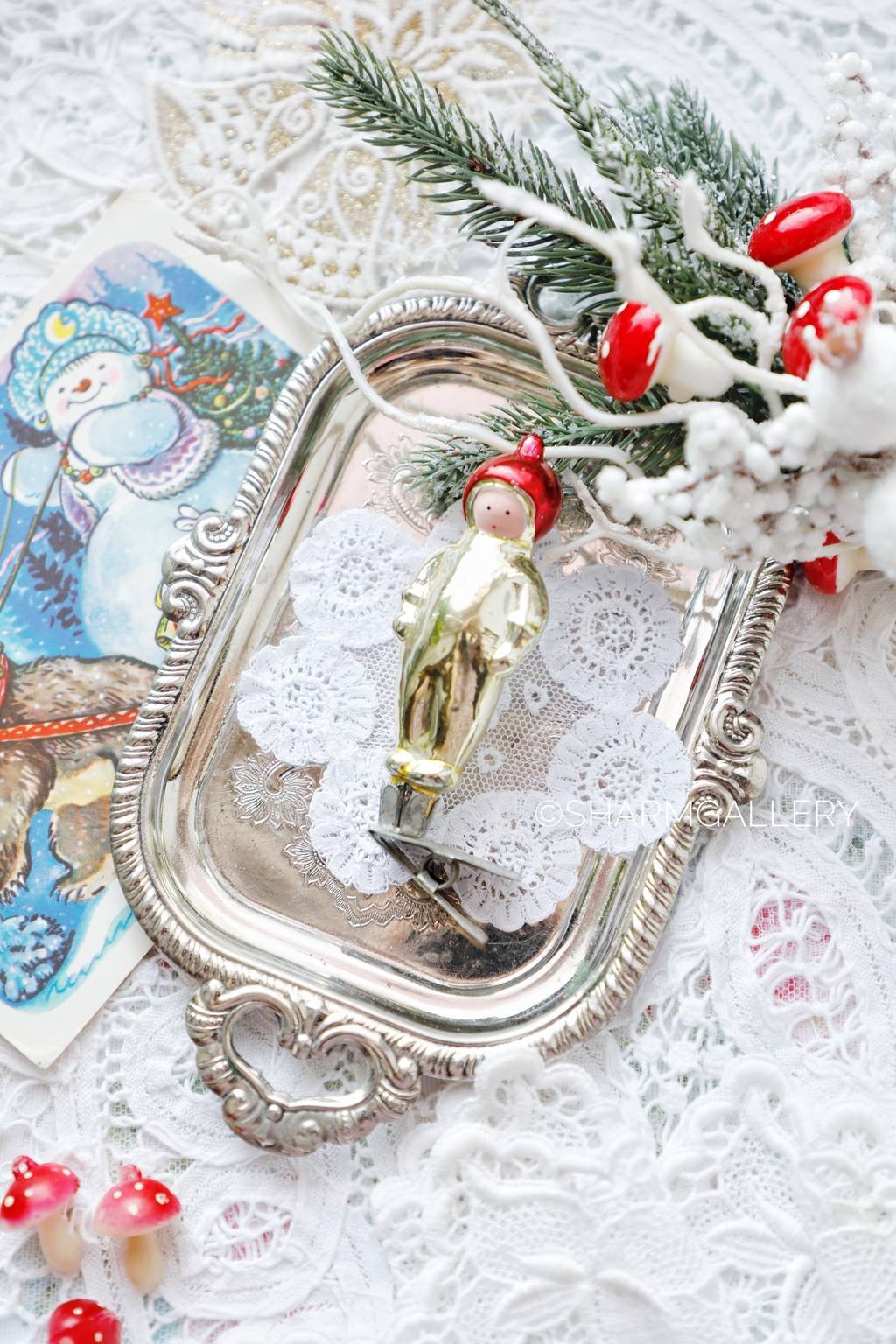 "Космонавт" (мини). №37. Елочная игрушка на прищепке, СССР.