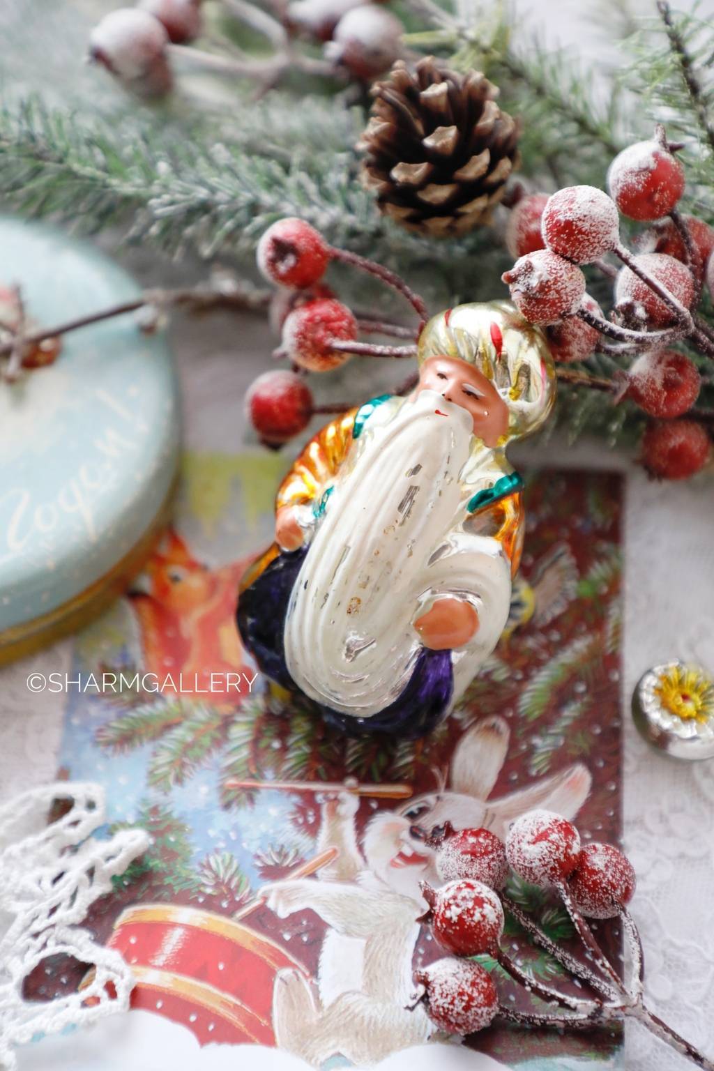 Старик Хоттабыч. №7. Елочная игрушка, стекло, СССР.