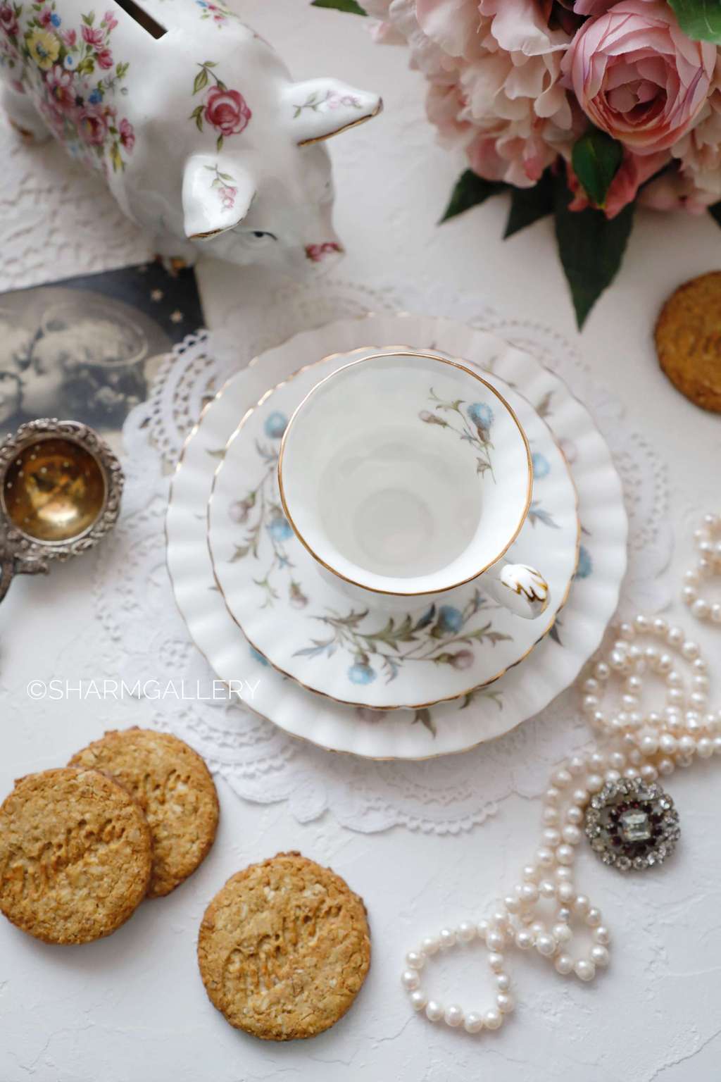 Винтажное чайное трио Чертополох. Brigadoon, Royal Albert, Англия.