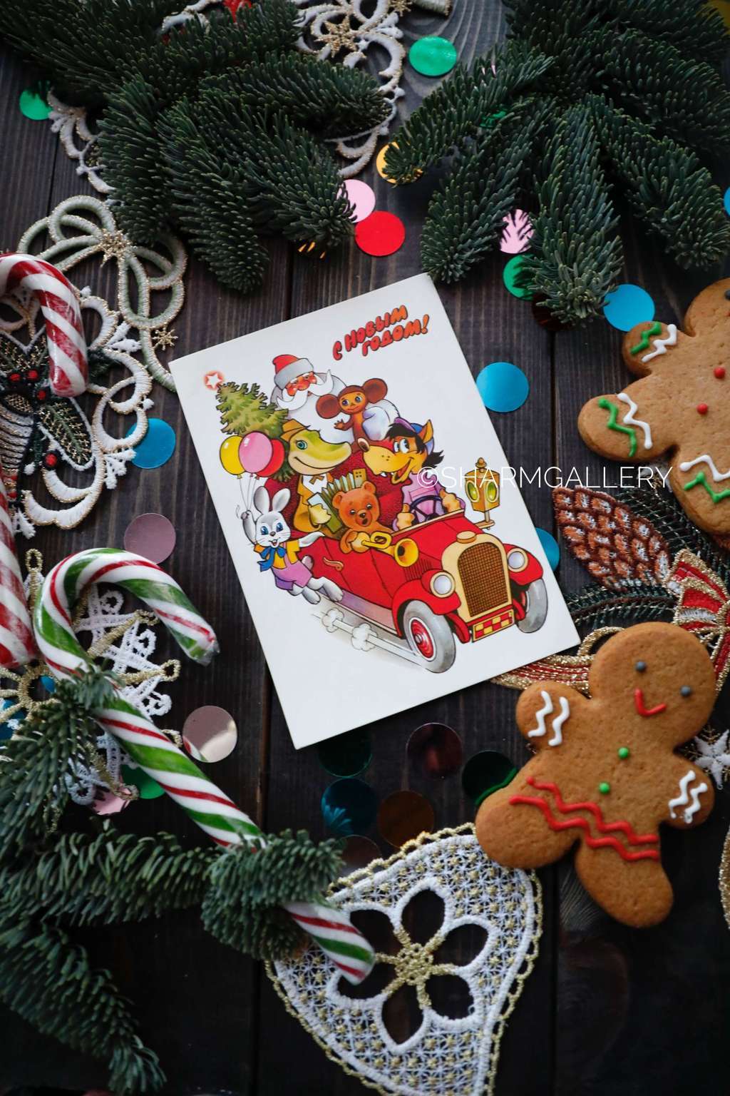 Винтажная открытка №56. "С Новым Годом!". СССР. Худ-к В.Попов, Г.Комлев 1977г. Чистая.