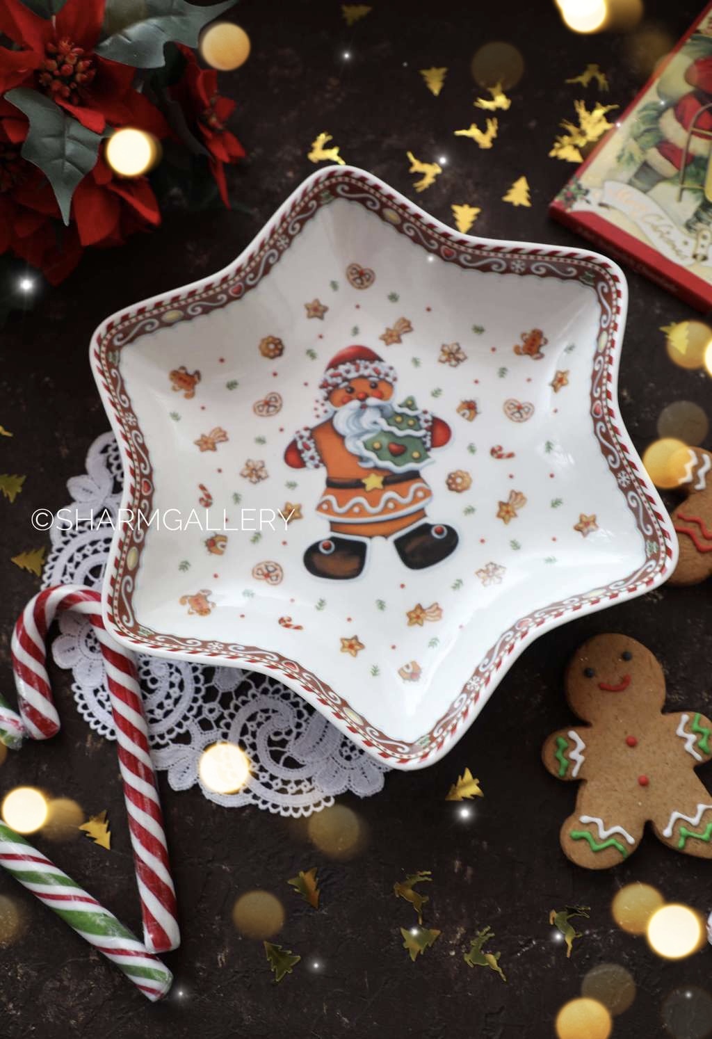 Фарфоровое блюдо звезда "Пряничный Санта" Winter Bakery Delight 24,5см. Villeroy and Boch Германия