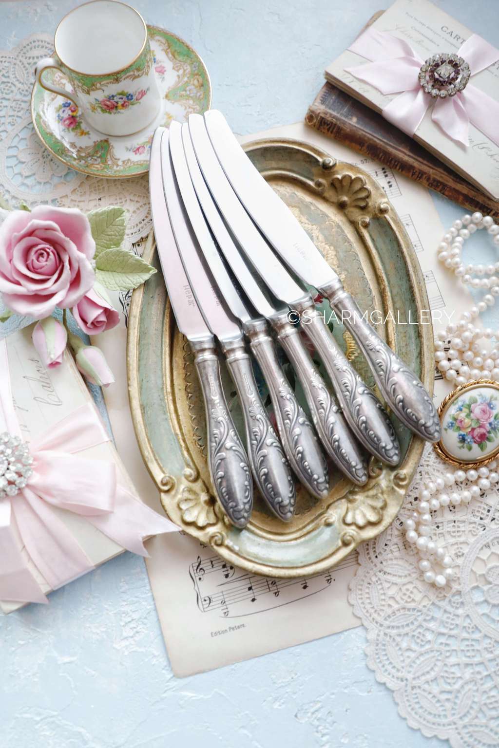 Ножи столовые №35. Винтаж, мельхиор Кольчугино.