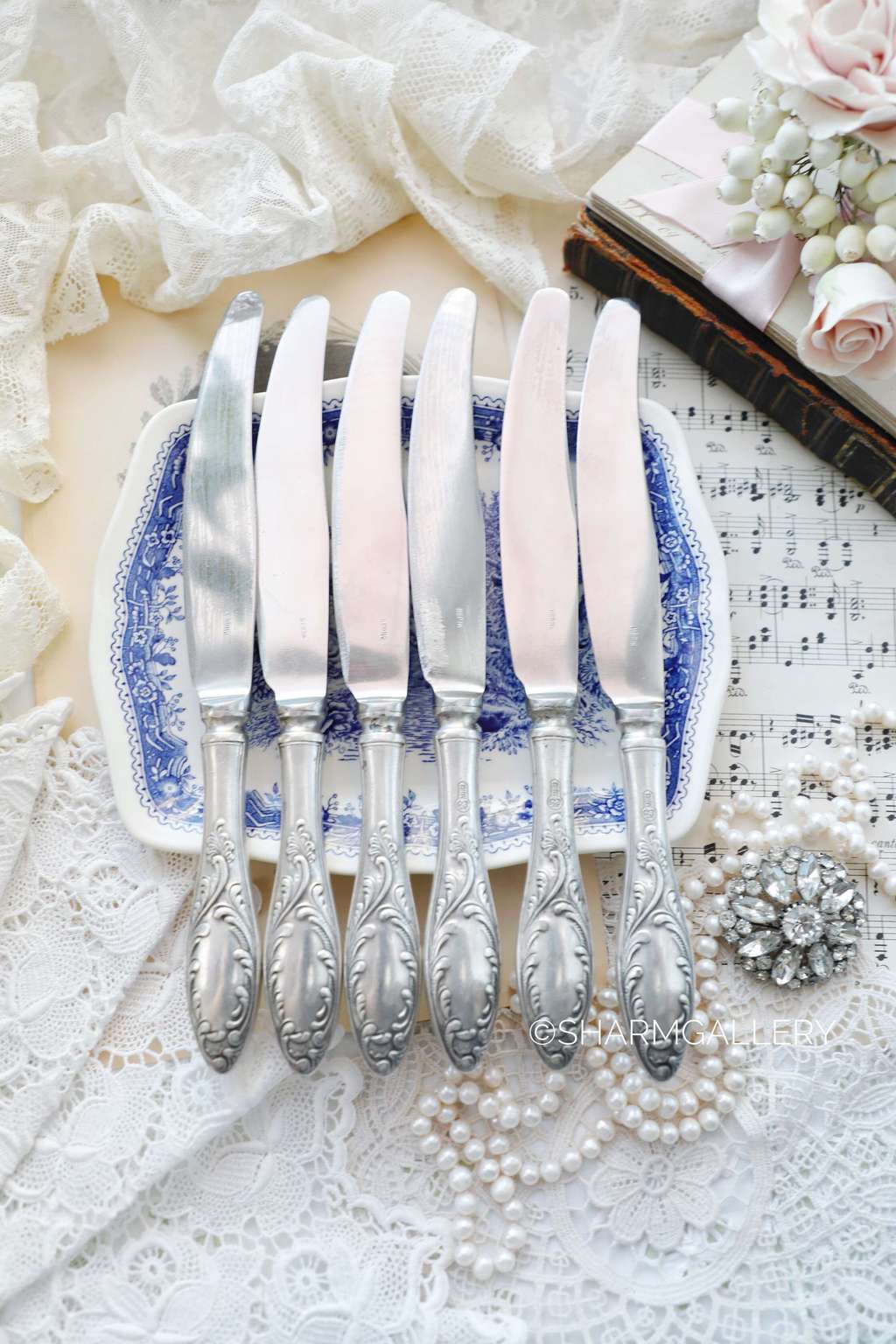 Ножи столовые №36. Винтаж, мельхиор Кольчугино.